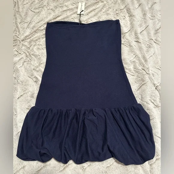 Freshman 1996 Blue Strapless Bandeau Bubble Hem Sweater Dress - Picture 5 of 10